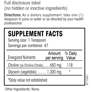 PERQUE Choline Citrate Supplement Facts