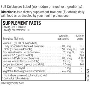 PERQUE Hematin Anemia Guard Supplement Facts