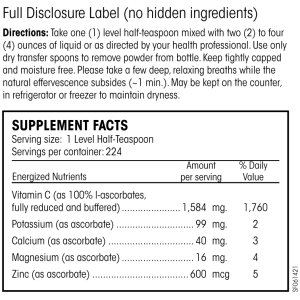 PERQUE Potent C Powder Supplement Facts